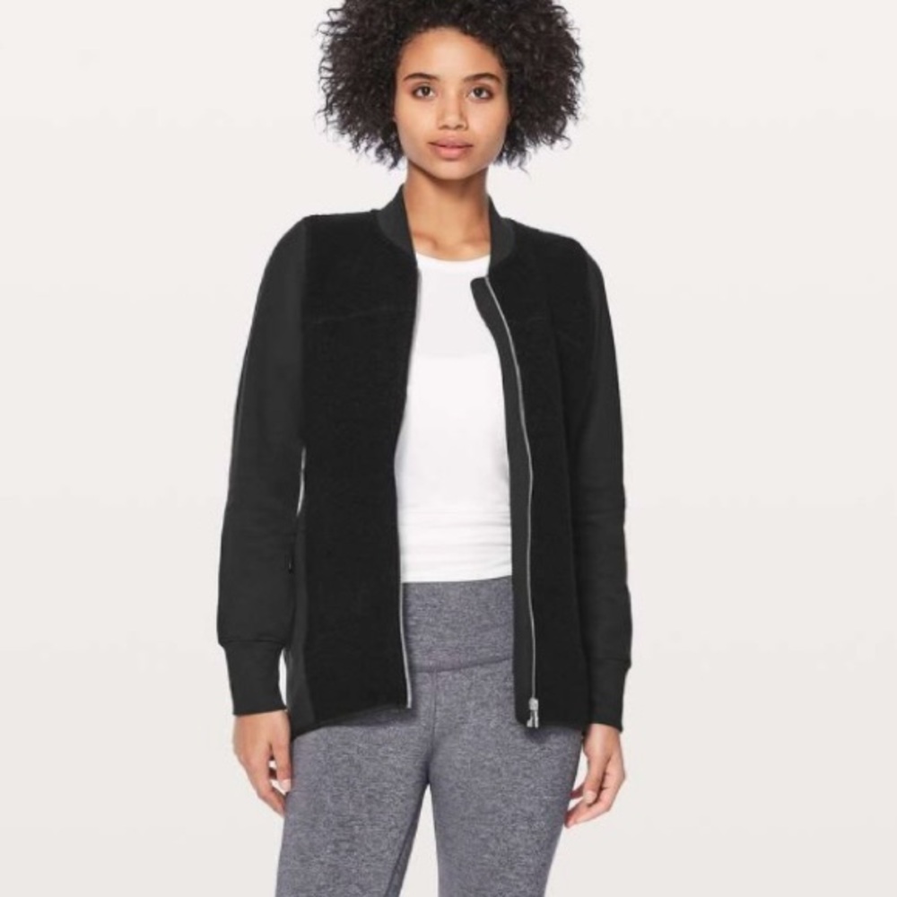 Lululemon Stand Out Black Sherpa Zip Up Jacket